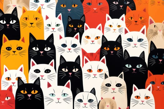 Cats seamless pattern wallpaper Generative AI.