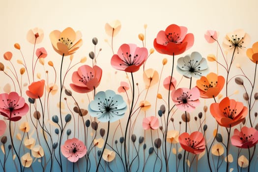 background with simple drawn flowers and fall things, Generative AI.