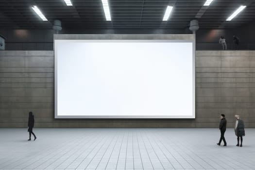 Blank billboard indoors outdoors, Generative AI.