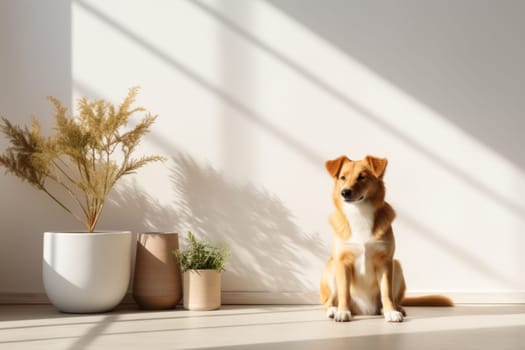 Photo of Dog in Modern living room interior.