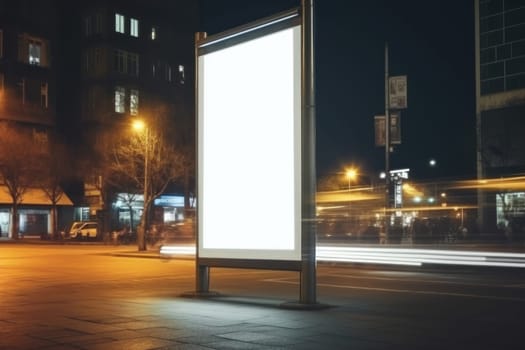 Digital Media Blank white mock up of advertising light box billboard at city background, advertising, Generative AI.