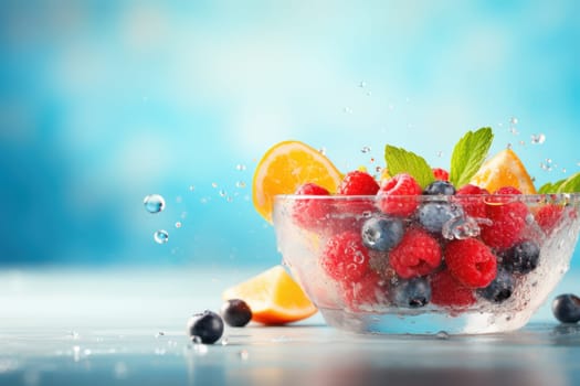 Fresh fruit with water splash, Generative AI.