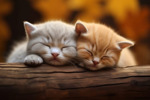 Two Scottish Fold kittens cats is sleeping Generative AI.