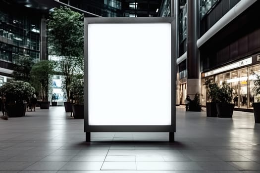 Blank billboard indoors outdoors, Generative AI.