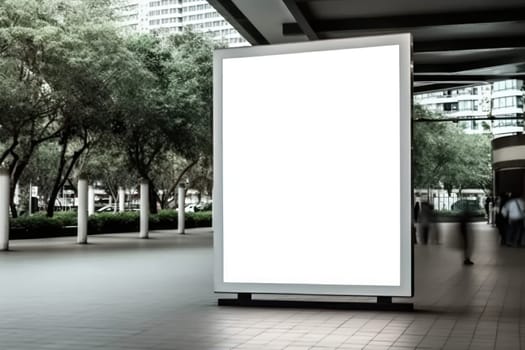 Blank billboard indoors outdoors, Generative AI.