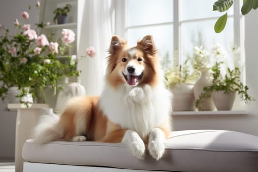 Photo of Dog in Modern living room interior.
