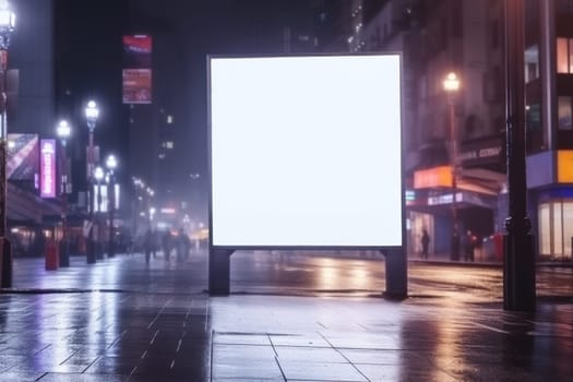 Blank billboard indoors outdoors, Generative AI.