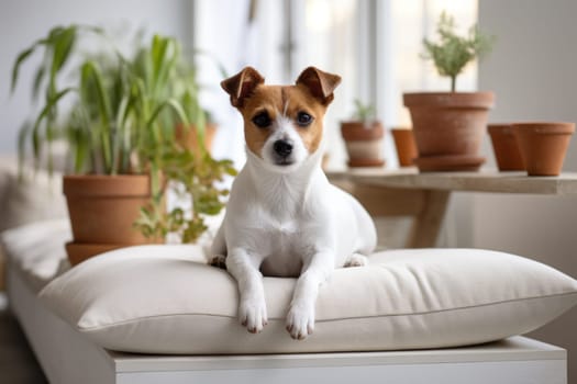Photo of Dog in Modern living room interior.