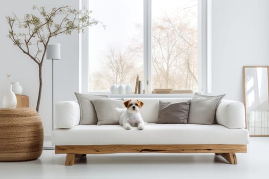 Photo of Dog in Modern living room interior.