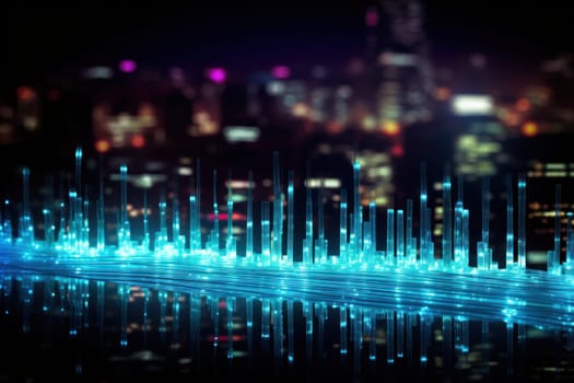fiber optic speed line, image of modern city network communication concept.