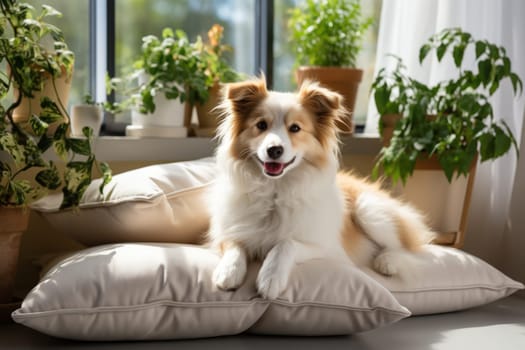 Photo of Dog in Modern living room interior.