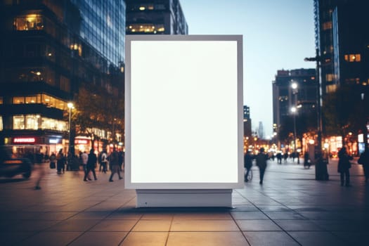 Digital Media Blank white mock up of advertising light box billboard at city background, advertising, Generative AI.