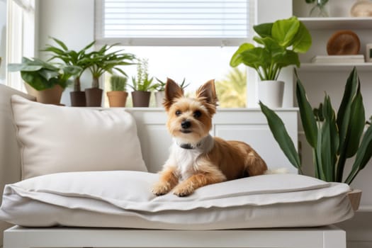 Photo of Dog in Modern living room interior.