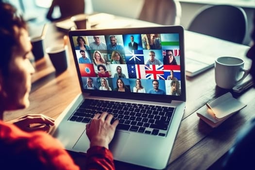 Business team in video conference, Business meeting on video call, conference meeting, Generative AI.