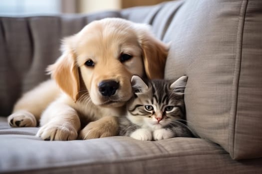 Puppy and kitten Generative AI.