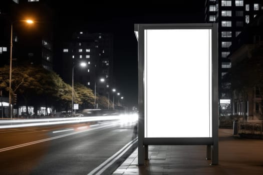 Digital Media Blank white mock up of advertising light box billboard at city background, advertising, Generative AI.