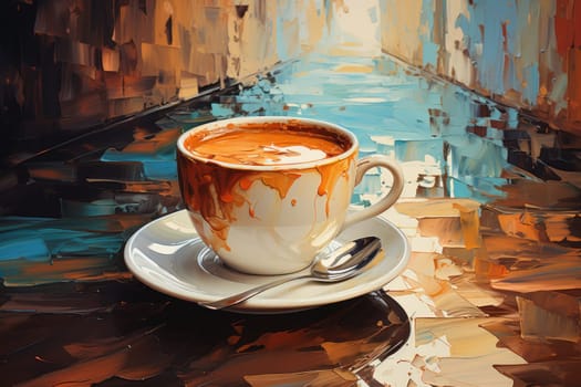 Cup of coffee poster design abstract background.