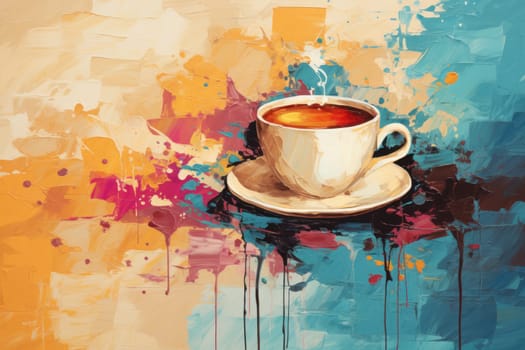Cup of coffee poster design abstract background.