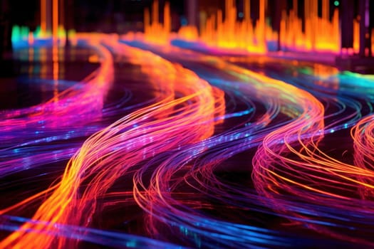 fiber optic speed line, image of modern city network communication concept.