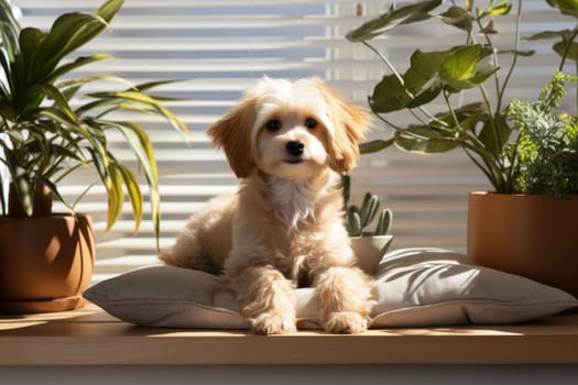 Photo of Dog in Modern living room interior.