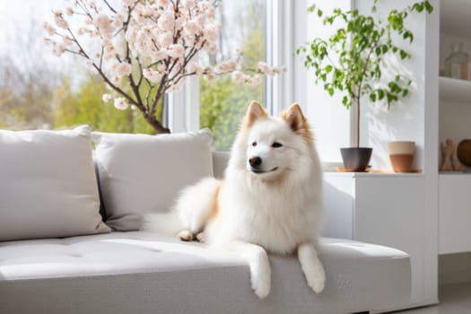 Photo of Dog in Modern living room interior.