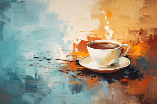 Cup of coffee poster design abstract background.