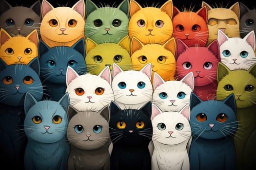 Cats seamless pattern wallpaper Generative AI.