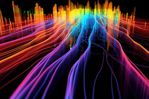 fiber optic speed line, image of modern city network communication concept.