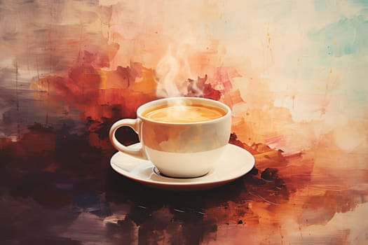 Cup of coffee poster design abstract background.