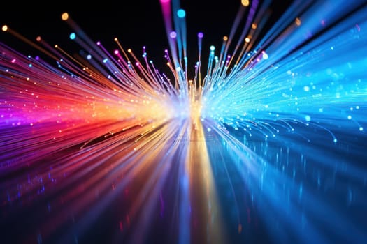 fiber optic speed line, image of modern city network communication concept.
