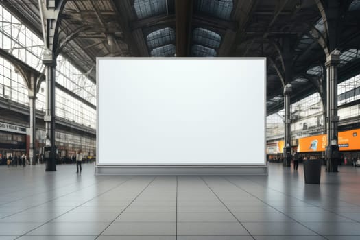 Blank billboard indoors outdoors, Generative AI.
