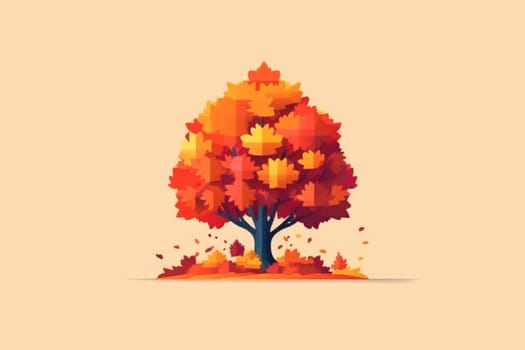 Simple flat Design of autumn Generative AI.