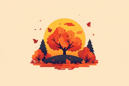 Simple flat Design of autumn Generative AI.