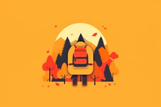 Simple flat Design of autumn Generative AI.