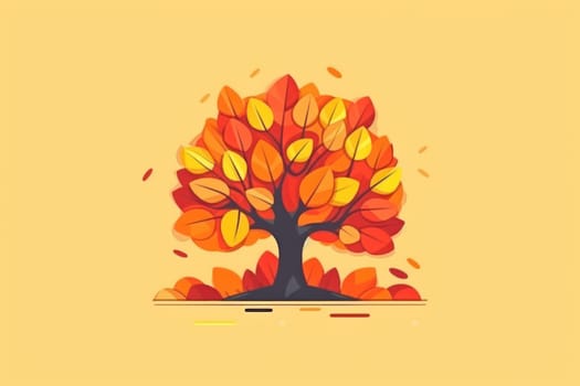 Simple flat Design of autumn Generative AI.