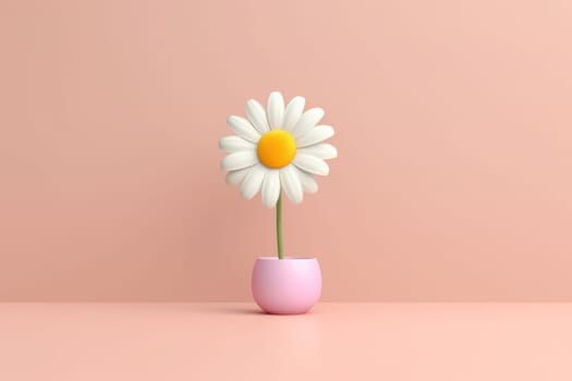 Daisy 3d cartoon with minimal pastel background Generative AI.