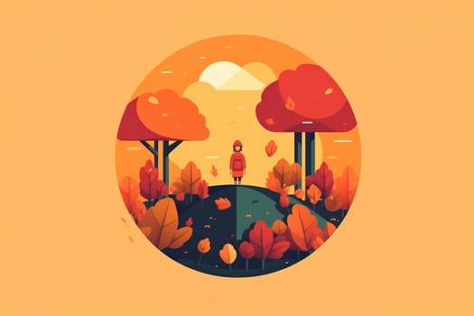 Simple flat Design of autumn Generative AI.