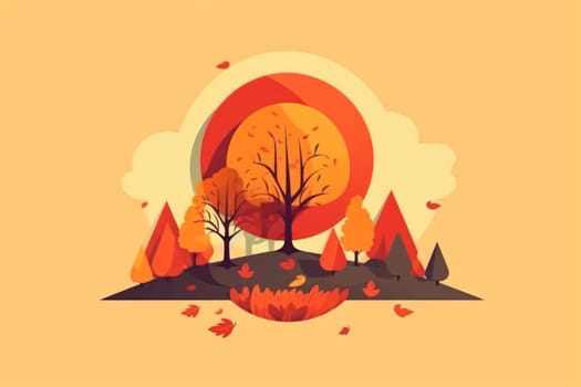 Simple flat Design of autumn Generative AI.