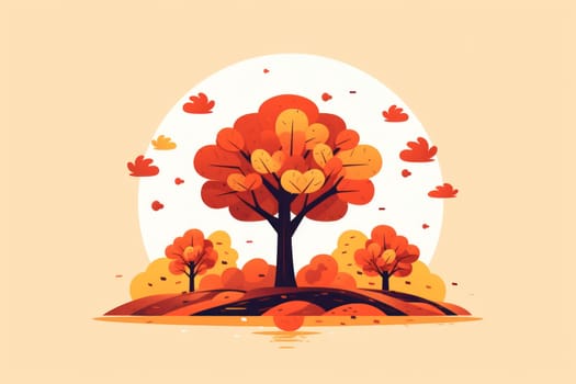 Simple flat Design of autumn Generative AI.