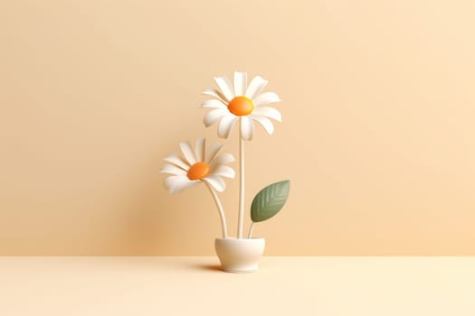 Daisy 3d cartoon with minimal pastel background Generative AI.
