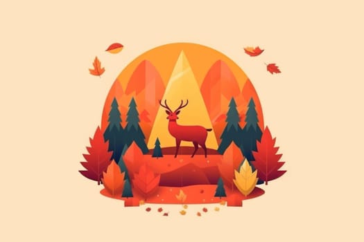 Simple flat Design of autumn Generative AI.
