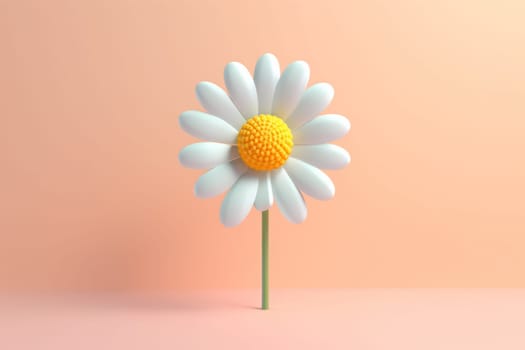 Daisy 3d cartoon with minimal pastel background Generative AI.