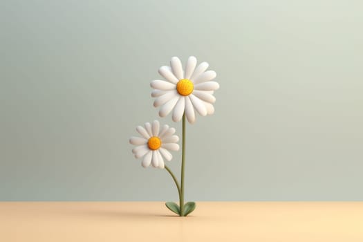 Daisy 3d cartoon with minimal pastel background Generative AI.