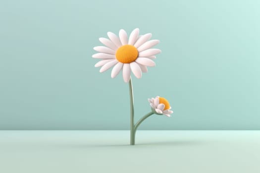 Daisy 3d cartoon with minimal pastel background Generative AI.