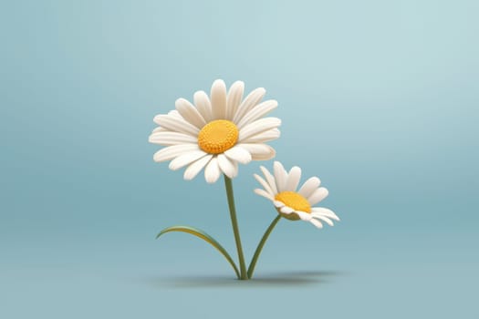 Daisy 3d cartoon with minimal pastel background Generative AI.