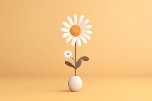 Daisy 3d cartoon with minimal pastel background Generative AI.
