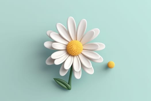 Daisy 3d cartoon with minimal pastel background Generative AI.