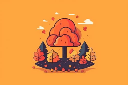 Simple flat Design of autumn Generative AI.
