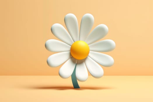 Daisy 3d cartoon with minimal pastel background Generative AI.