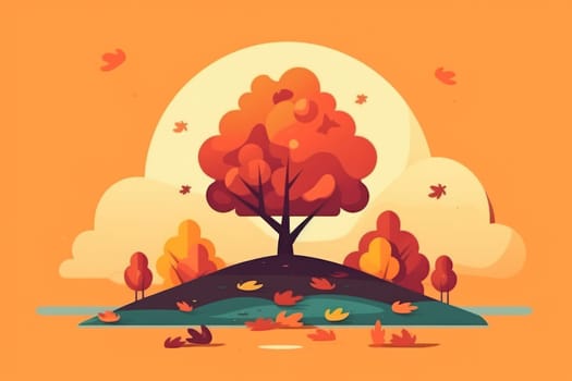 Simple flat Design of autumn Generative AI.